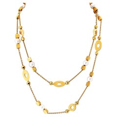 Bvlgari 18 Karat Gelbgold Lycea Perlenkette 33 Zoll lange Halskette