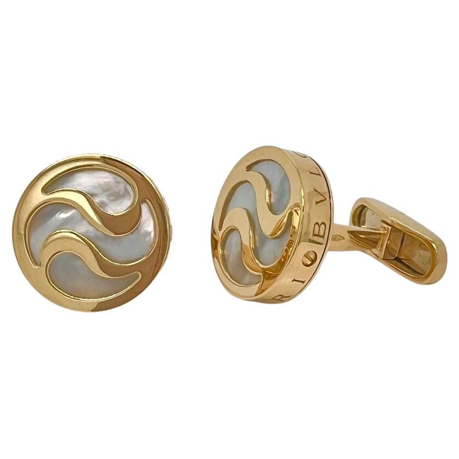 Bvlgari 18K Gelbgold Perlmutt Manschettenknöpfe