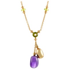 Bvlgari 18 Karat Yellow Gold Multi-Gemstone Cabochons Necklace