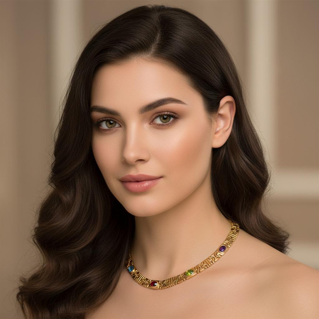 Bvlgari Collar Oro Amarillo 18K Multi-Gemstone

Este exquisito collar Bvlgari es una declaración de lujo y diseño atrevido. Elaborada en oro amarillo de 18 quilates, presenta una sorprendente combinación de piedras preciosas vibrantes: aguamarina
