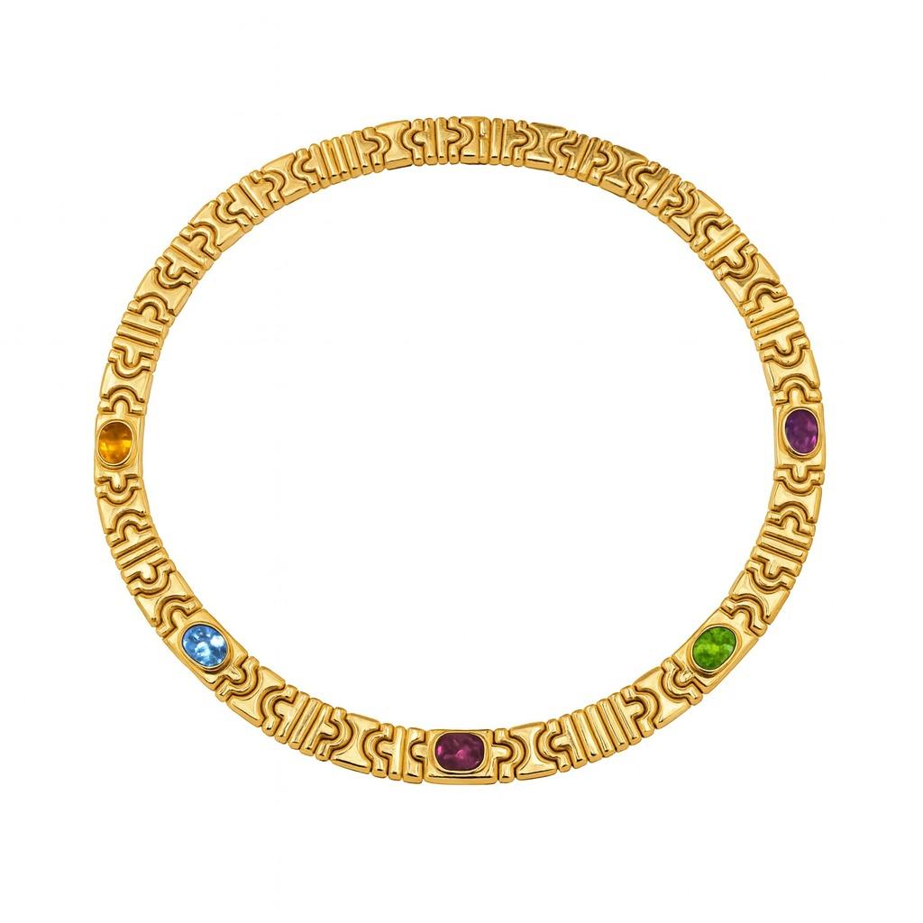Bvlgari Collar Oro Amarillo 18K Multi-Gemstone Contemporáneo en venta
