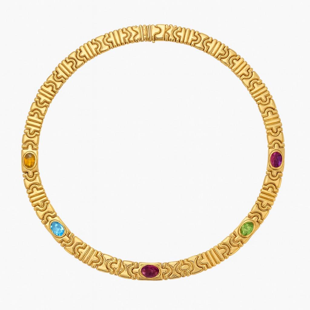 Bvlgari Collar Oro Amarillo 18K Multi-Gemstone Corte oval en venta