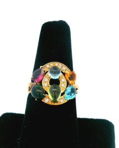 Bvlgari 18k Yellow Gold Multicolor Stones & Diamonds