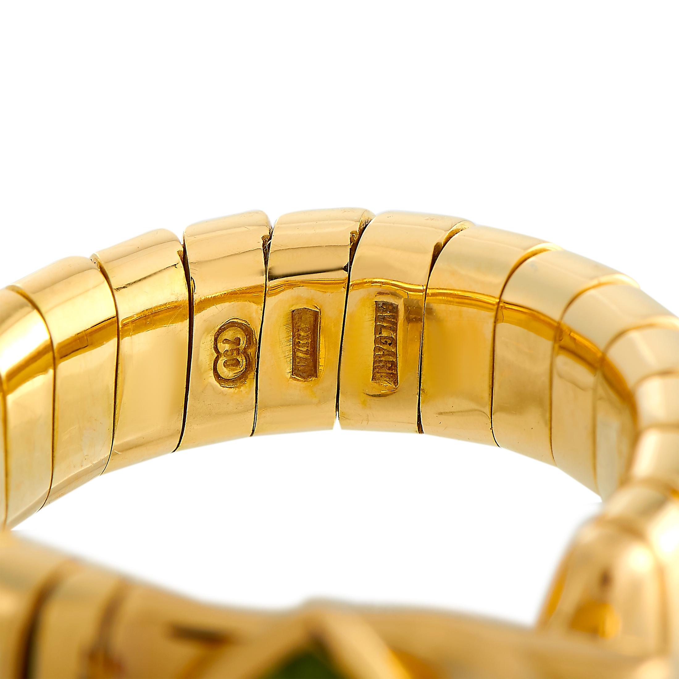Women's Bvlgari 18 Karat Yellow Gold Peridot and Citrine Hearts Ring