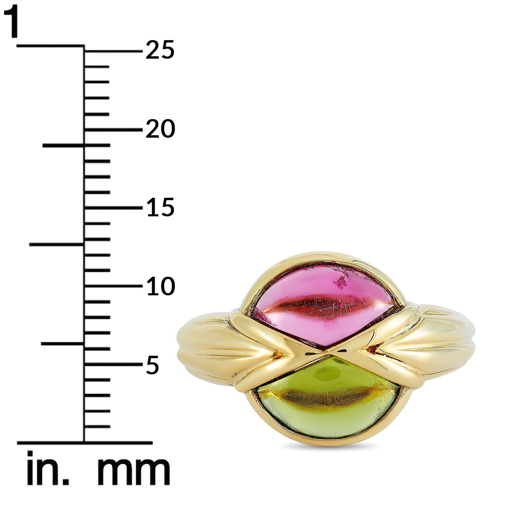 Bvlgari 18 Karat Yellow Gold Peridot and Tourmaline Ring 1