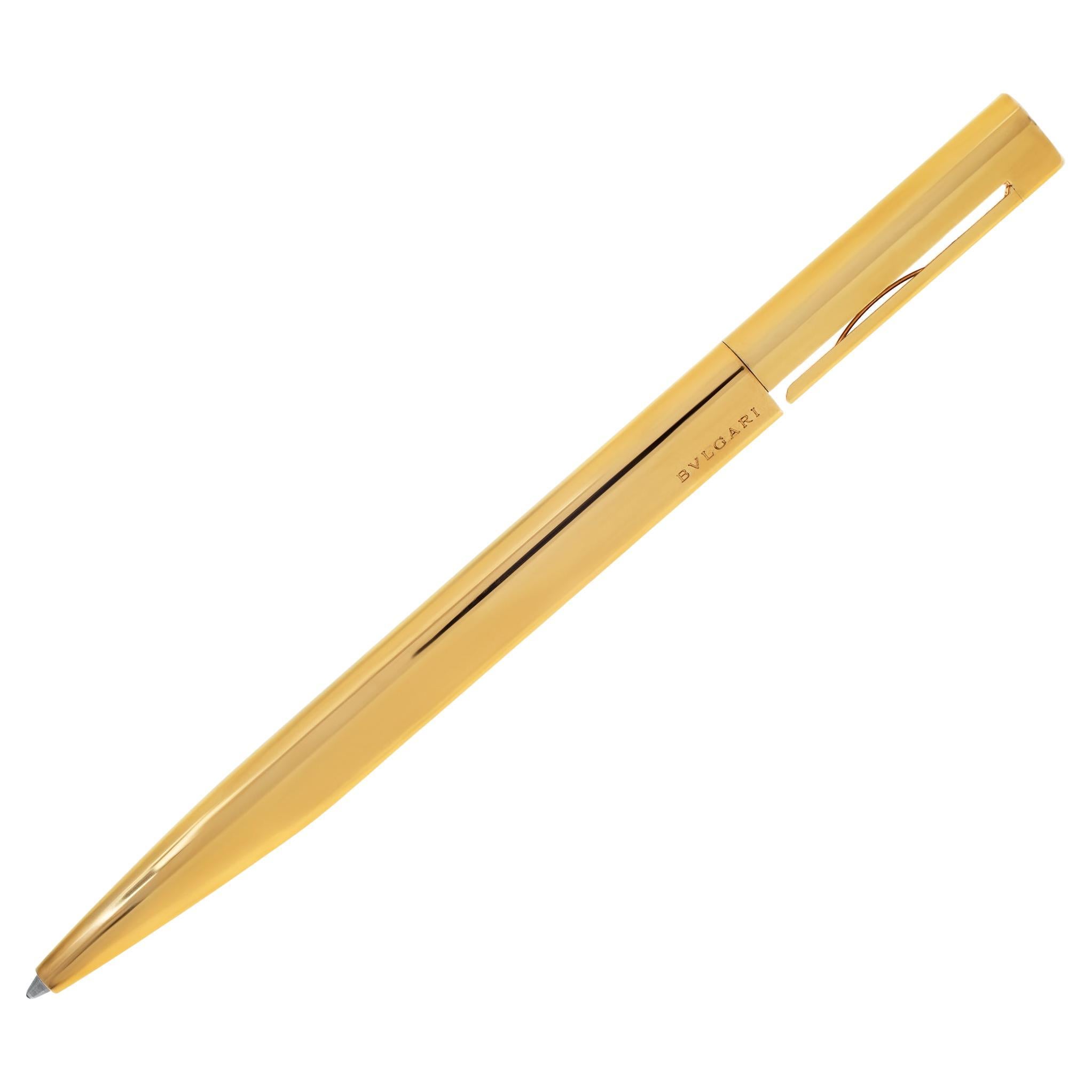 Bvlgari 18k yellow gold plated pen For Sale