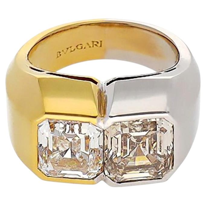 BVLGARI 18K Gelbgold & Platin Zwillings-Diamant-Kontrastring