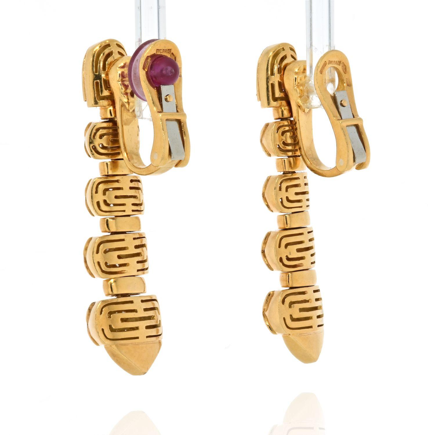 Bvlgari 18K Yellow Gold Roma Celtica 2.00cts Earrings In Excellent Condition In New York, NY