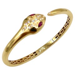 Bvlgari - Bracelet serpent en or jaune 18 carats Serpenti Petite Diamond