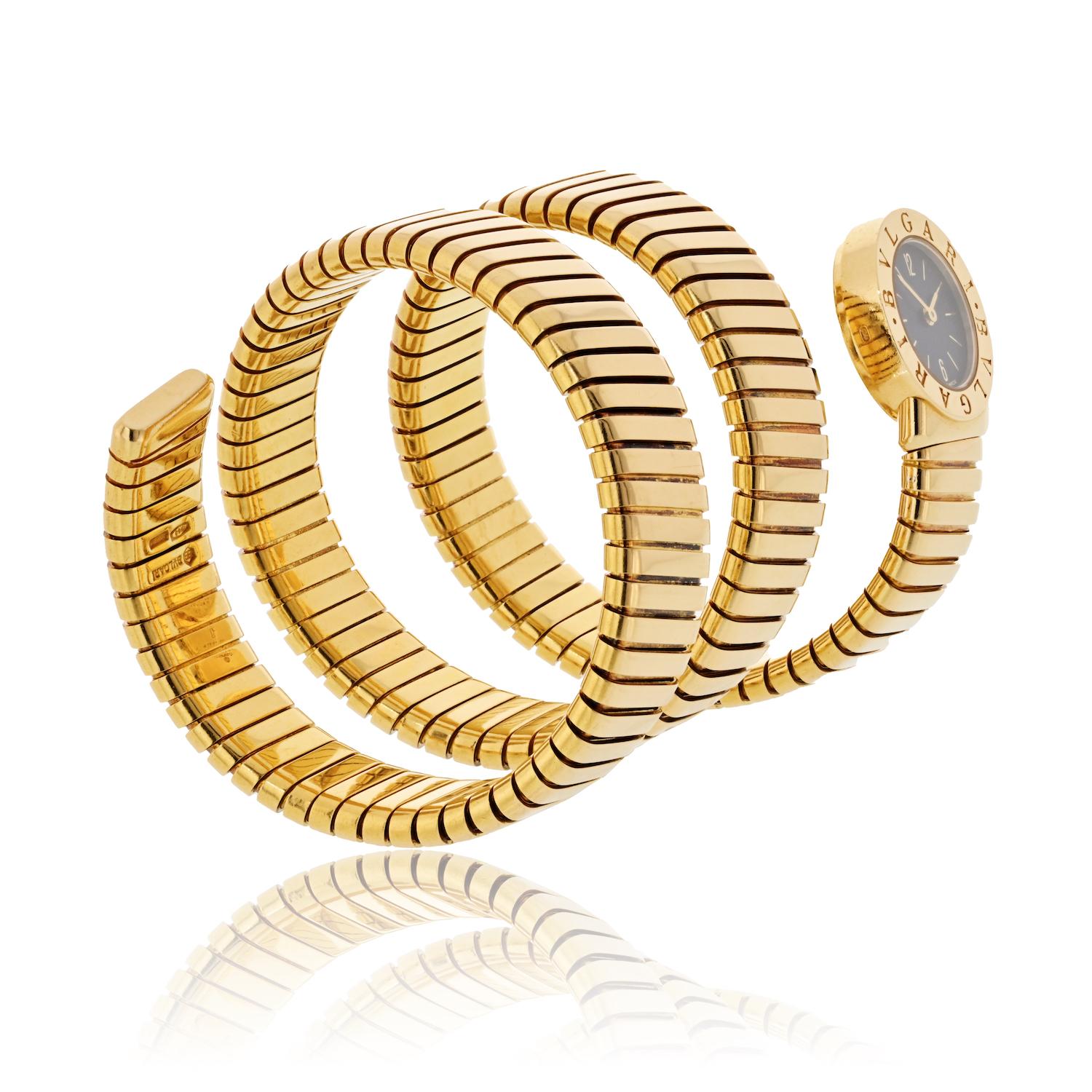 Modern Bvlgari 18K Yellow Gold Serpenti Vintage BB19 1 T Watch For Sale