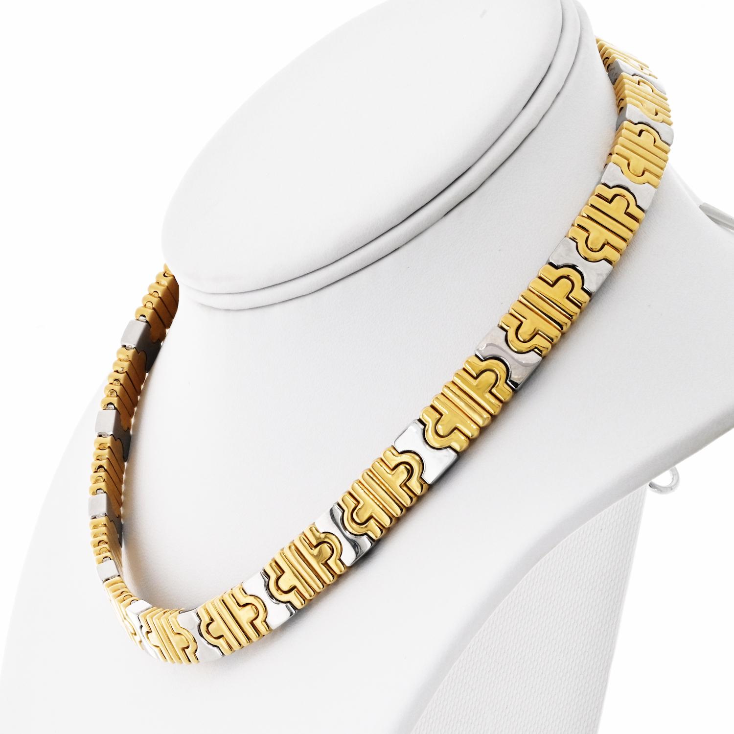 Modern Bvlgari 18K Yellow Gold & Silver Parentisi Collar Necklace