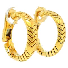 Bvlgari 18k Yellow Gold Spiga Hoop Earrings