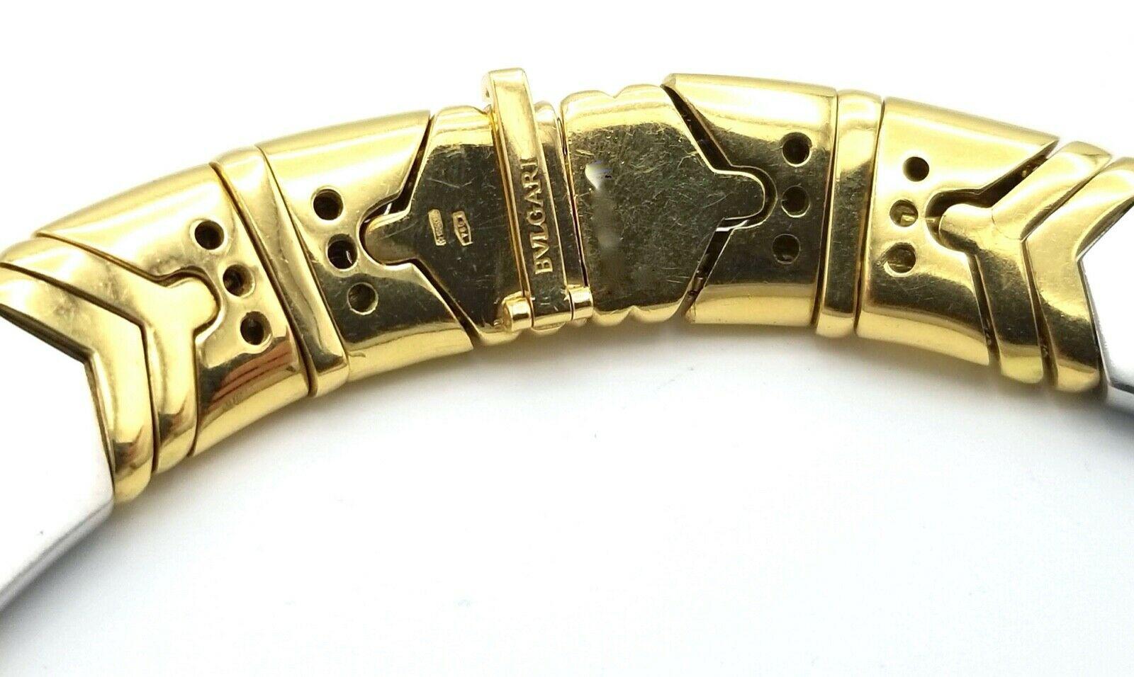 Women's or Men's Bvlgari 18k Yellow Gold & Stainless Steel Choker Necklace 219 Grams Vintage