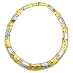 Collana girocollo Bvlgari in oro giallo 18k e acciaio inox 219 grammi Vintage