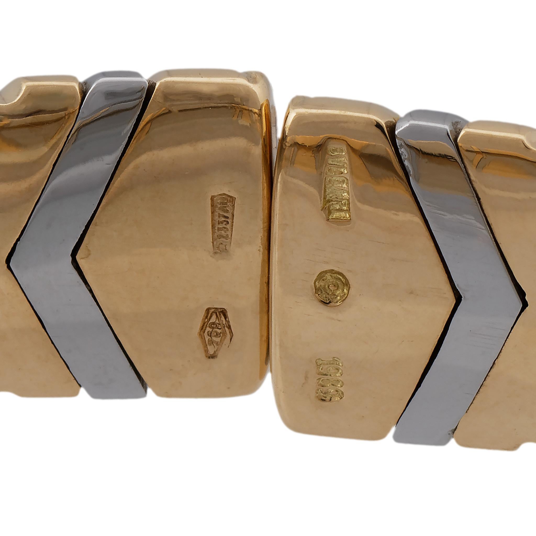 Women's or Men's Bvlgari 18 Karat Yellow Gold and Stainless Steel Parentesi Bracelet