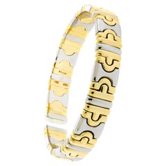 Bvlgari 18K Yellow Gold Stainless Steel Vintage Parentesi Cuff Bracelet