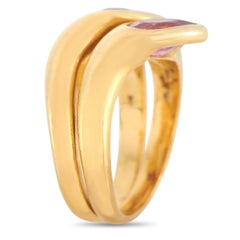 Bvlgari 18 Karat Yellow Gold Tourmaline and Garnet Stacking Ring Set