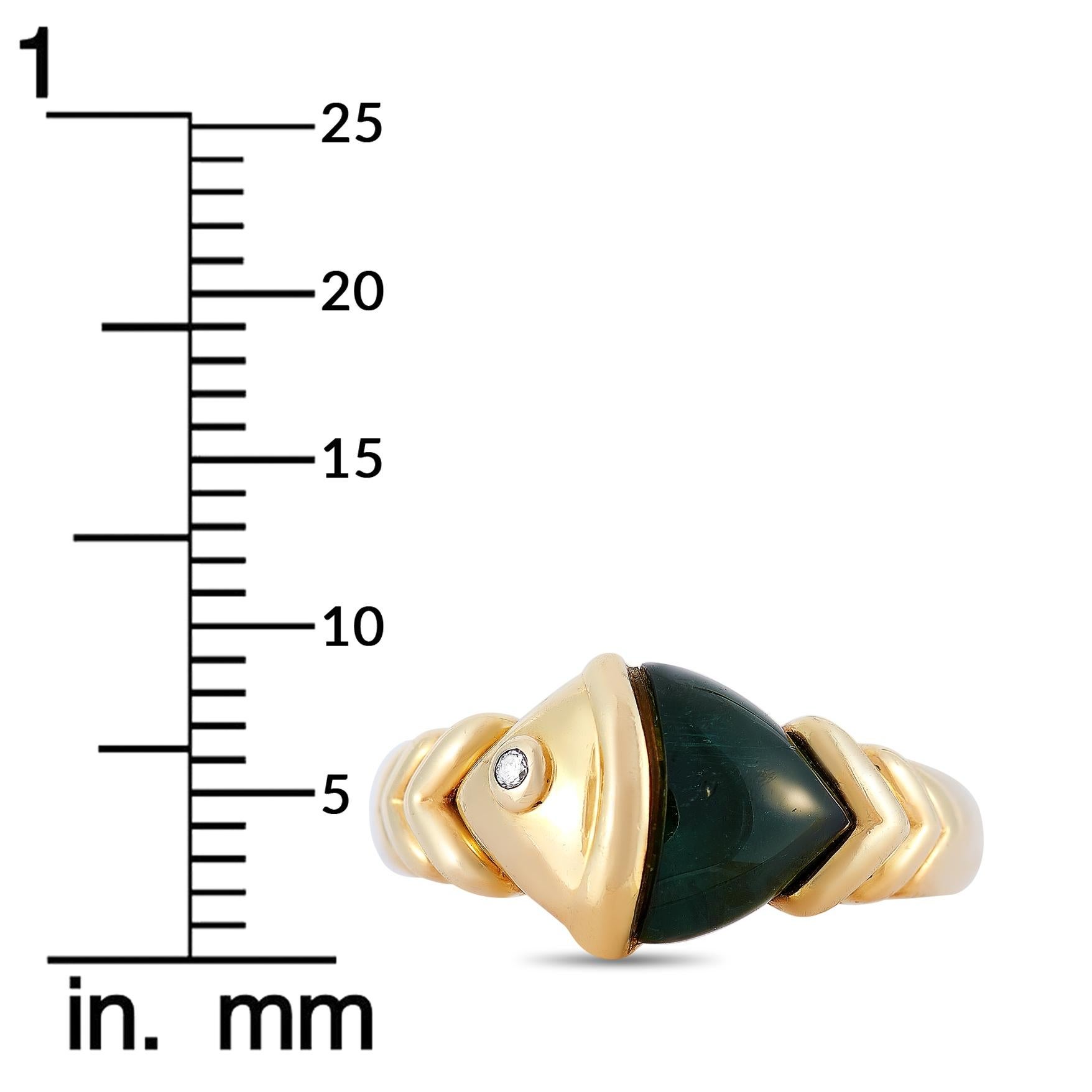 Women's Bvlgari 18 Karat Yellow Gold Tourmaline Fish Ring