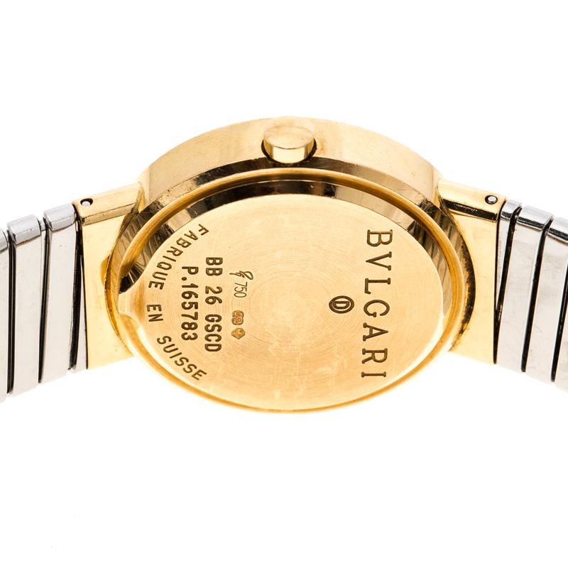 Bvlgari 18K Yellow Gold Tubogas BB26GSCD Women's Wristwatch 26 MM                im Zustand „Gut“ in Dubai, Al Qouz 2