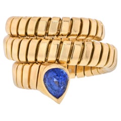 Bvlgari 18K Yellow Gold Tubogas Sapphire Ring