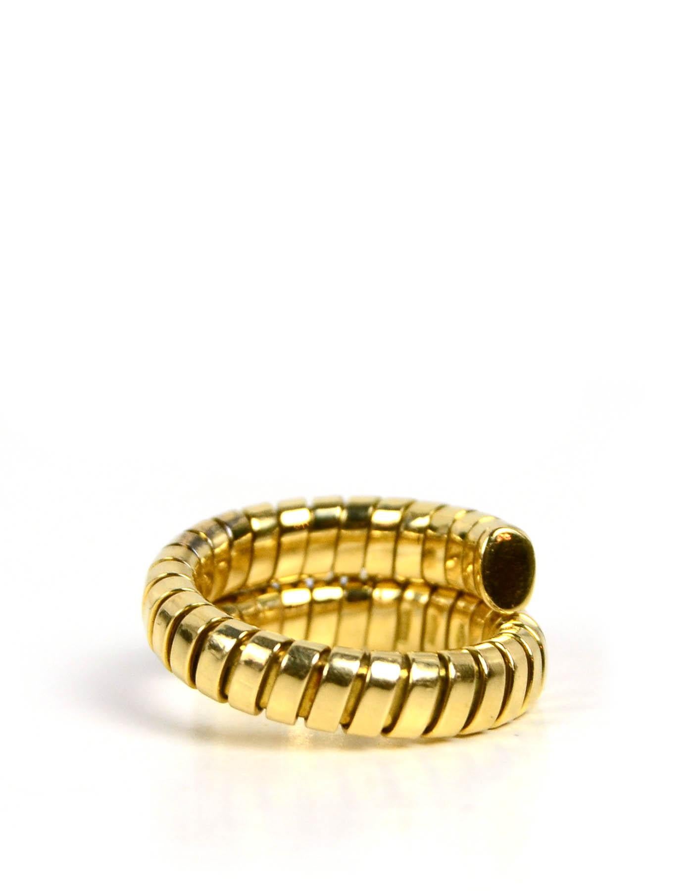 Bvlgari 18k Yellow Gold Tubogas Wrap Ring sz 6/ 51 In Excellent Condition In New York, NY