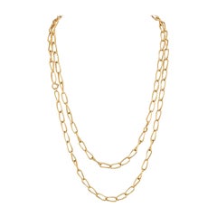 Bvlgari 18k Yellow Gold Vintage 1970's Long Link Chain Necklace