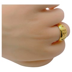 Bvlgari 18K Yellow Gold Wide Logo Band Size 59