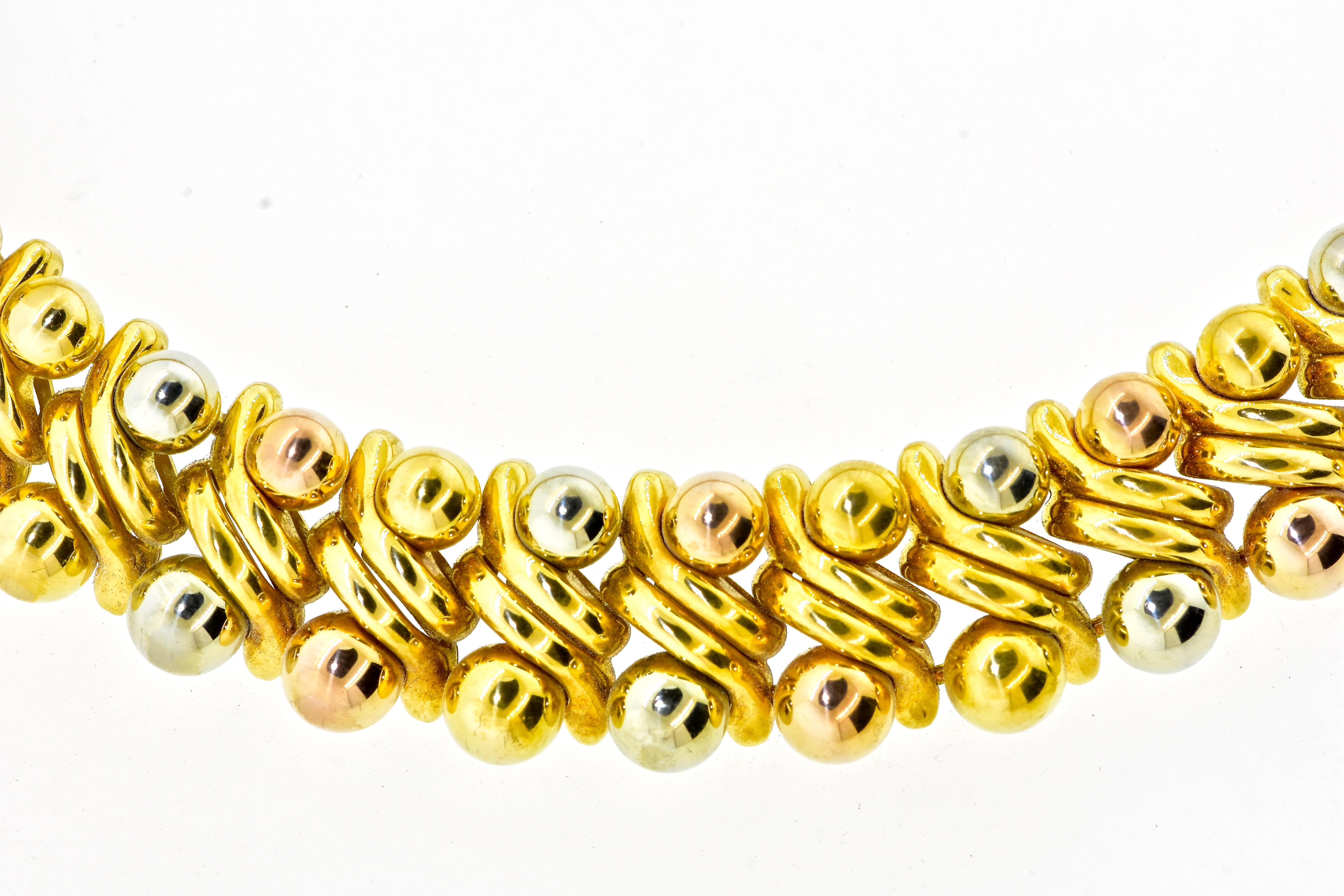 Bvlgari 18K Yellow, Pink and White Gold Vintage Necklace In Excellent Condition In Aspen, CO
