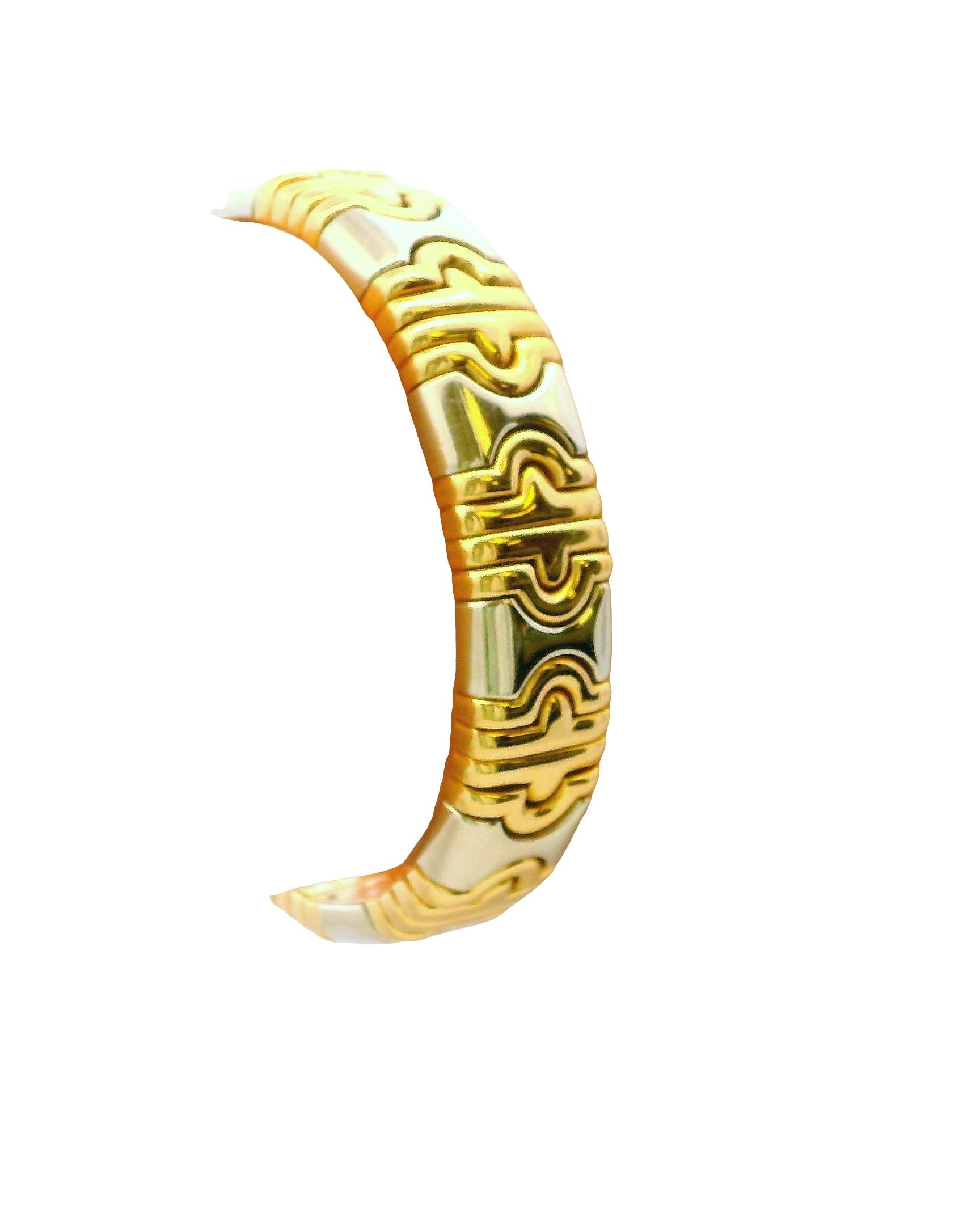 da uomo o donna Bracciale Parentesi Bvlgari in oro giallo e bianco 18k in vendita