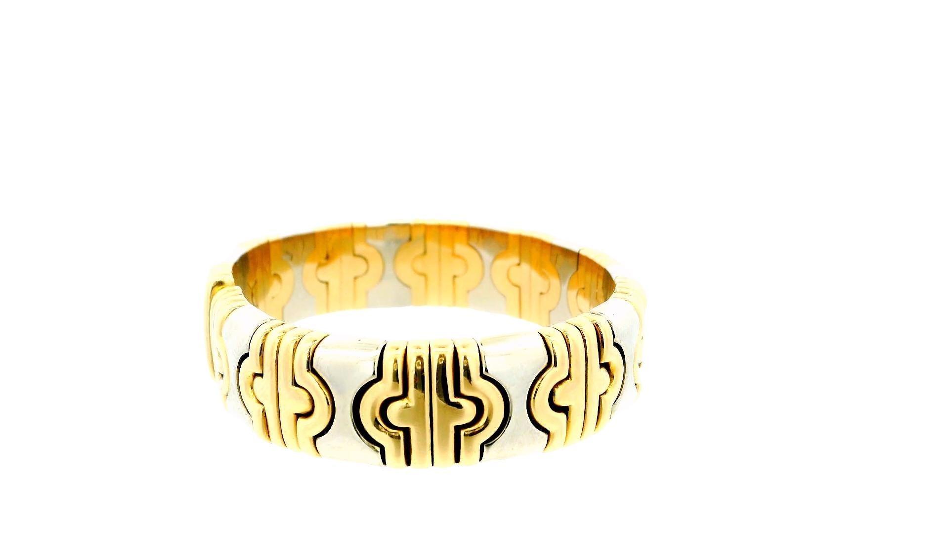 Bvlgari Manchette Parentesi en or jaune et blanc 18 carats en vente 1