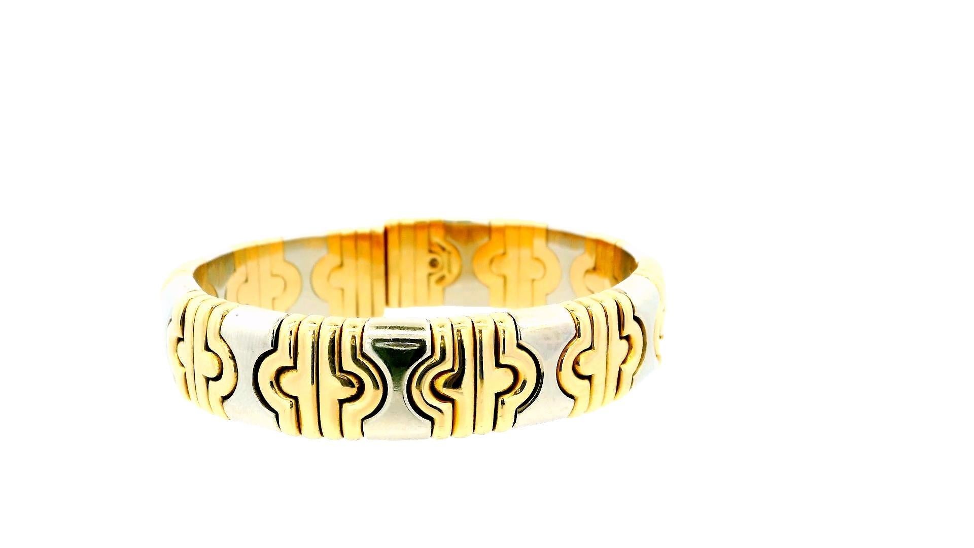 Bvlgari Manchette Parentesi en or jaune et blanc 18 carats en vente 2