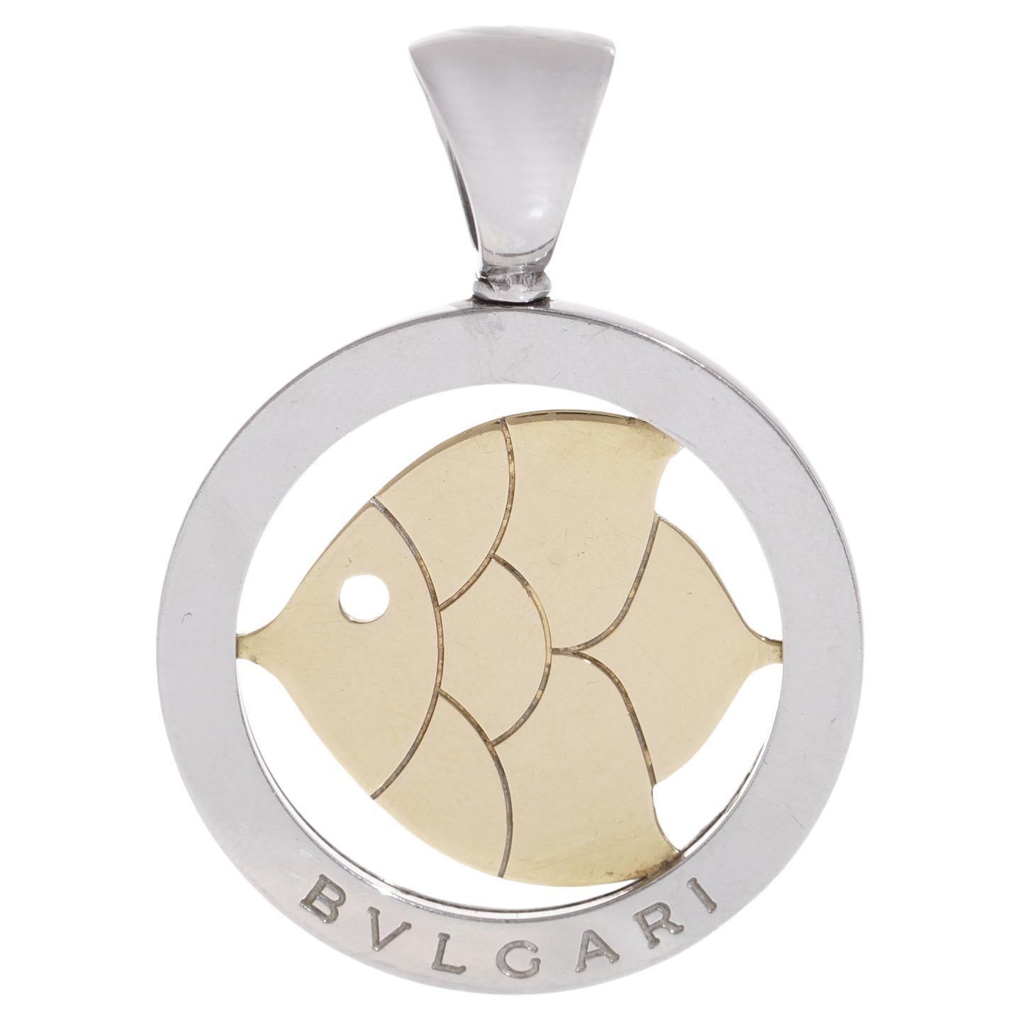 Bvlgari 18kt. gold and stainless steel golden fish pendant Tondo collection 