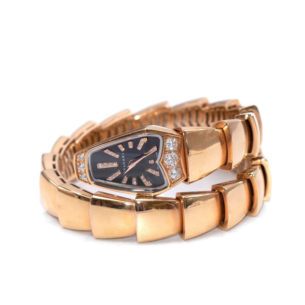 Modern Bvlgari 18kt Rose Gold Diamond Serpenti Jewellery Watch part 1