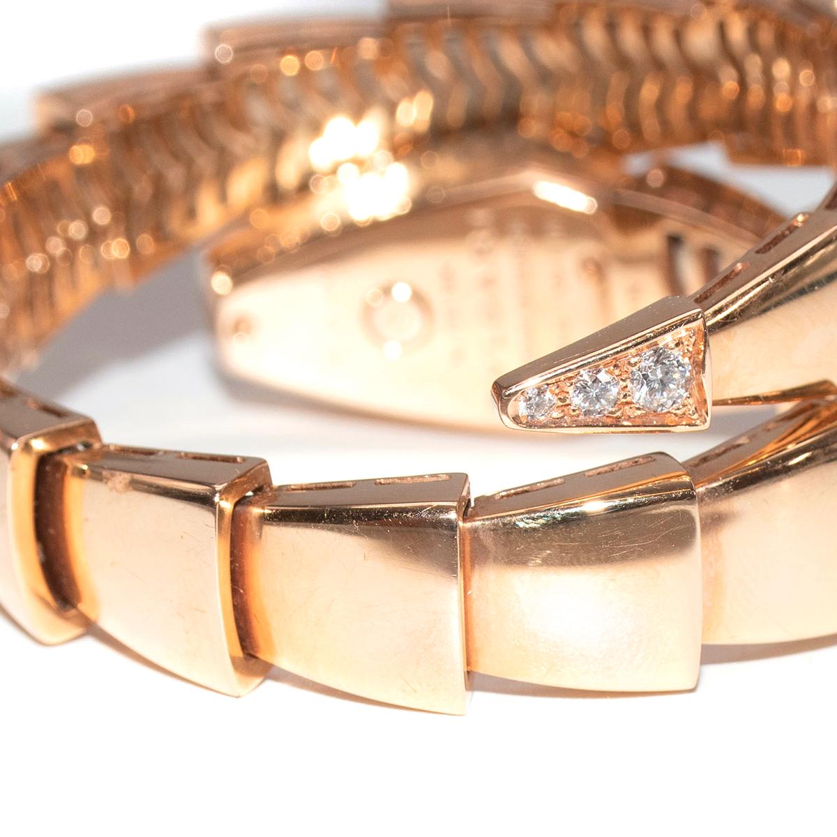 Brilliant Cut Bvlgari 18kt Rose Gold Diamond Serpenti Jewellery Watch part 1