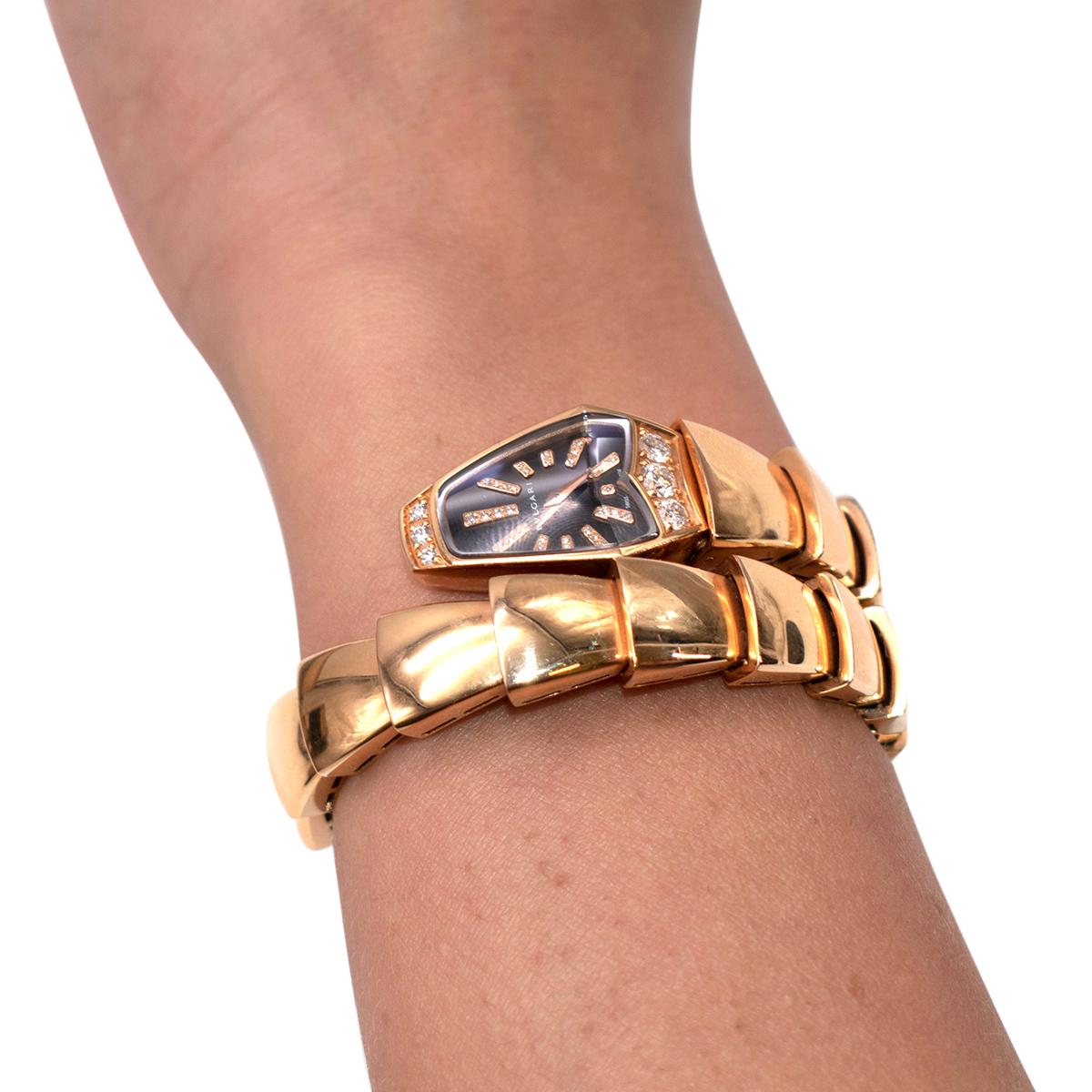 Women's Bvlgari 18kt Rose Gold Diamond Serpenti Jewellery Watch part 1
