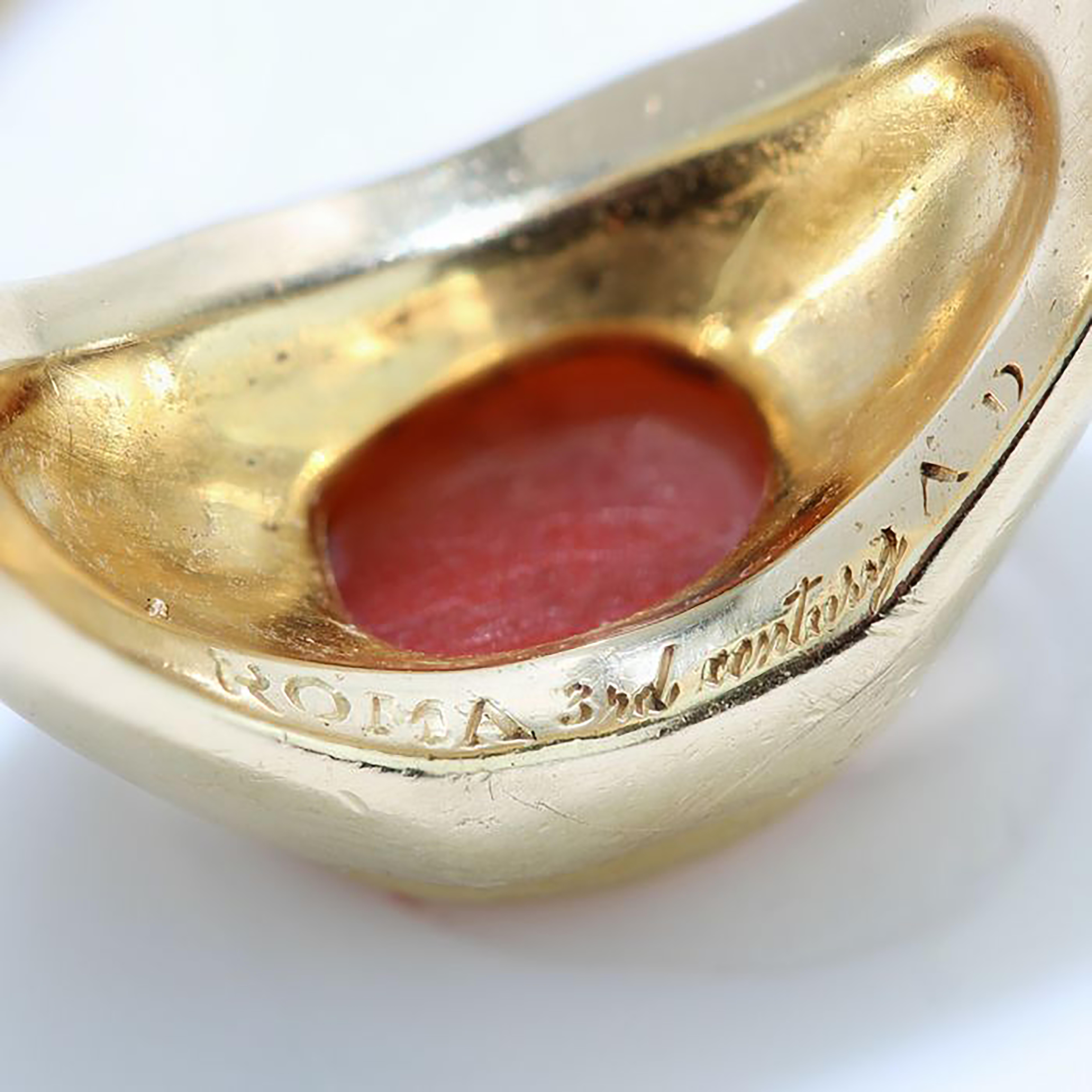 Women's or Men's Bvlgari 18kt. Yellow Gold Roman Intaglio Carnelian Ring