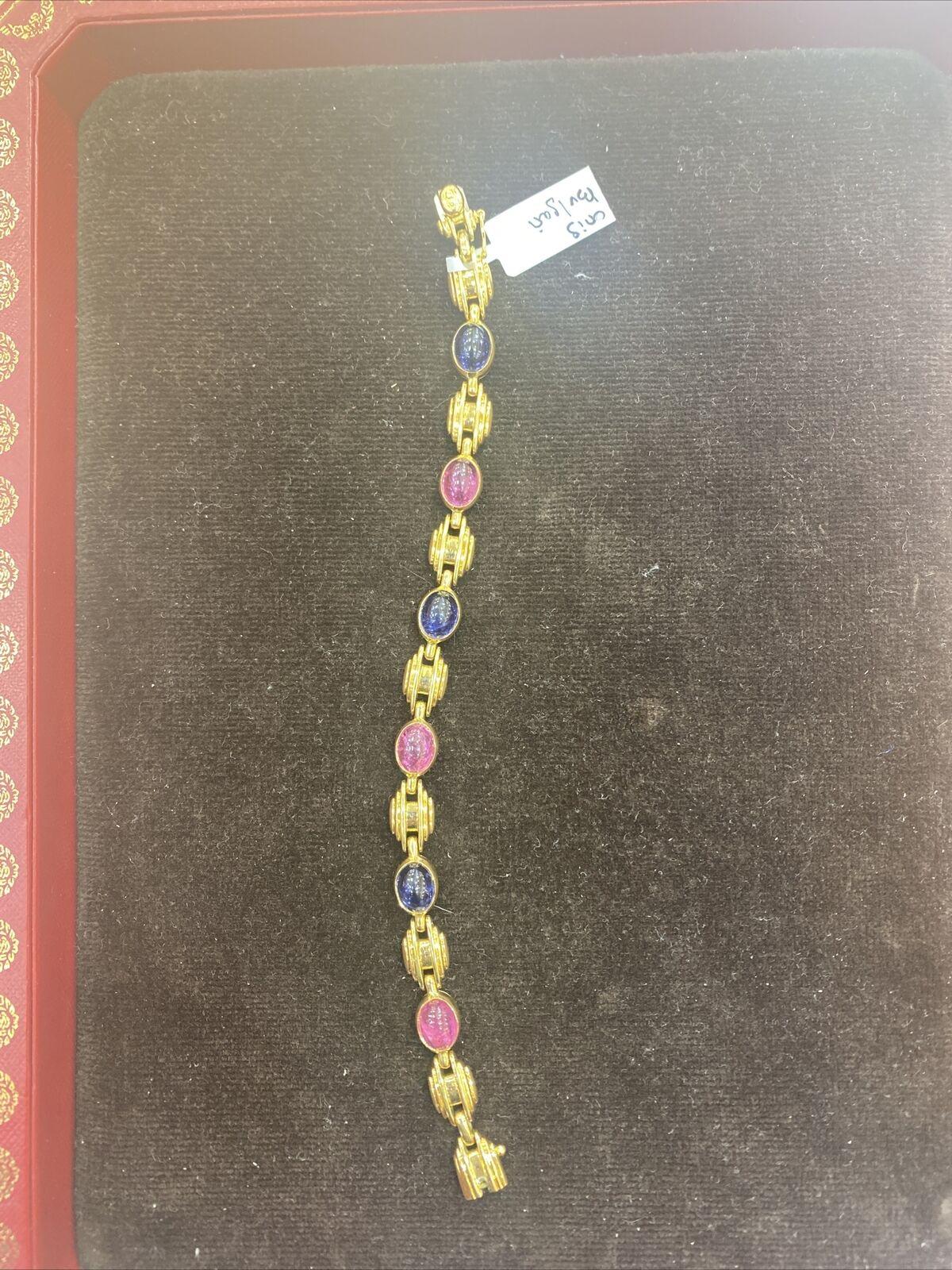 Women's or Men's Bvlgari 18Kt Yellow Pink Tourmaline & Iolite Bracelet  For Sale
