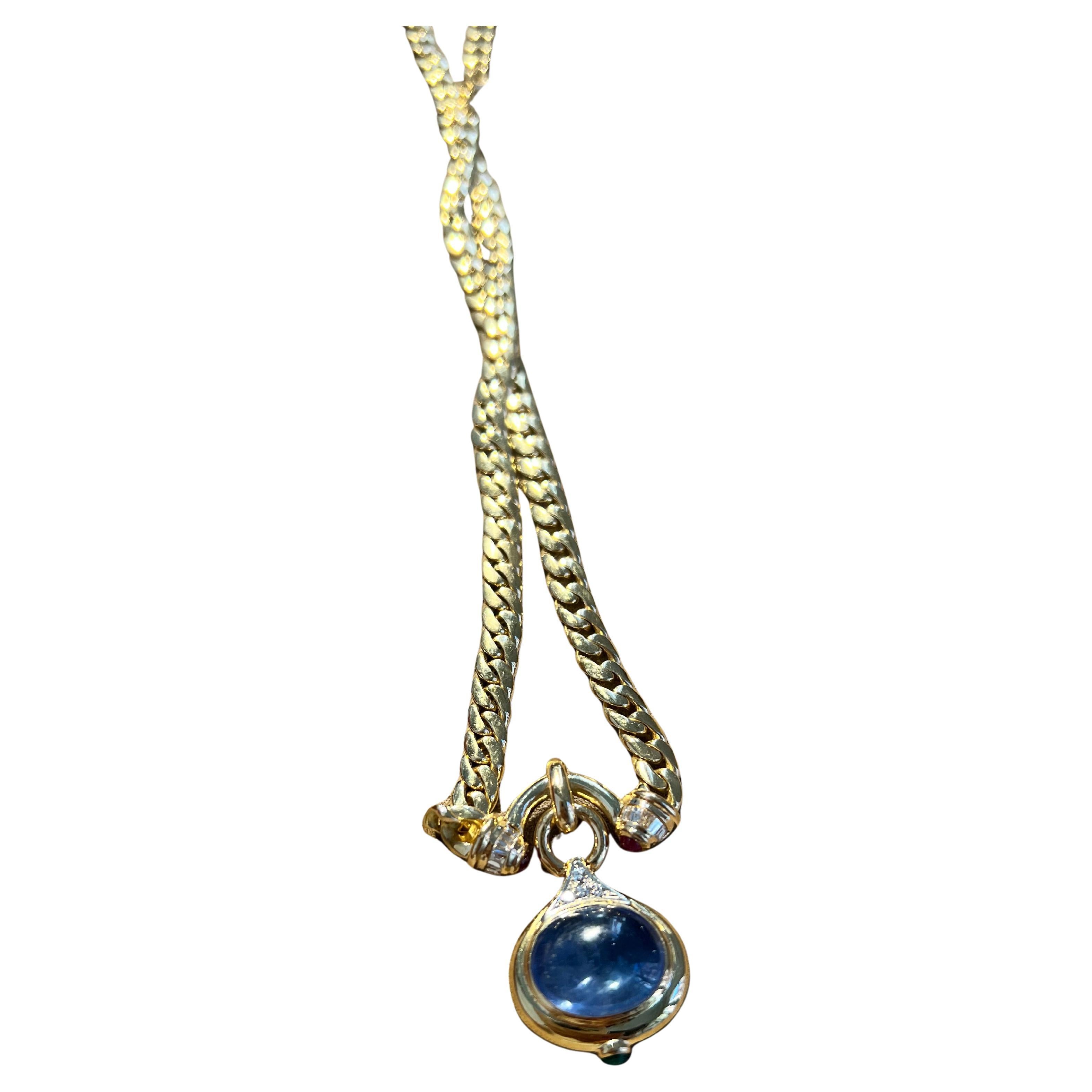 Bvlgari 1980s Unheated Sapphire and Gold Necklace For Sale