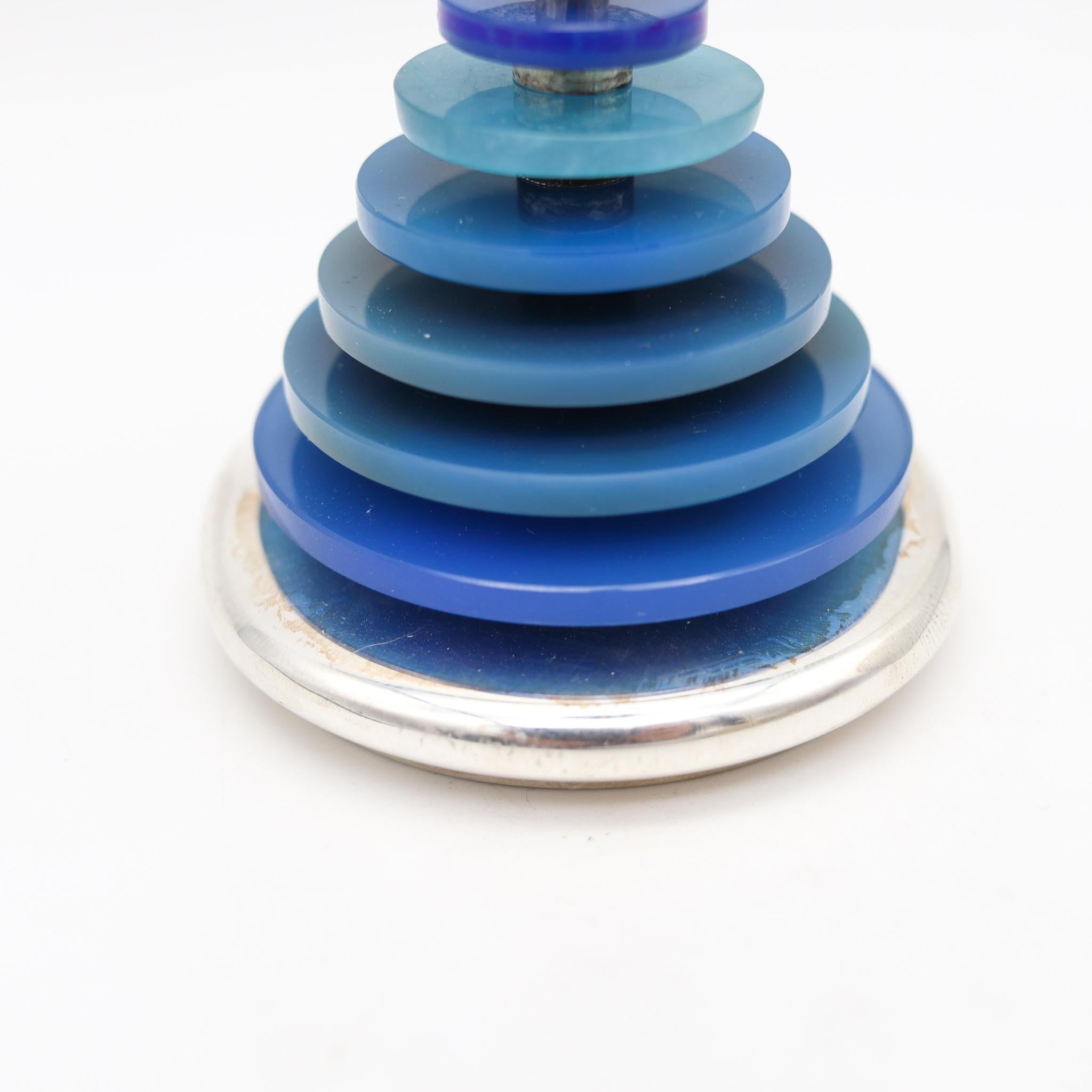 Hand-Carved Bvlgari 1982 by Ettore Sottsass Memphis Desk Paper Weight in Sterling and Agates