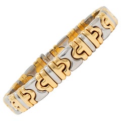 Bvlgari 1990's 18K Yellow Gold Stainless Steel Vintage Parentesi Cuff Bracelet