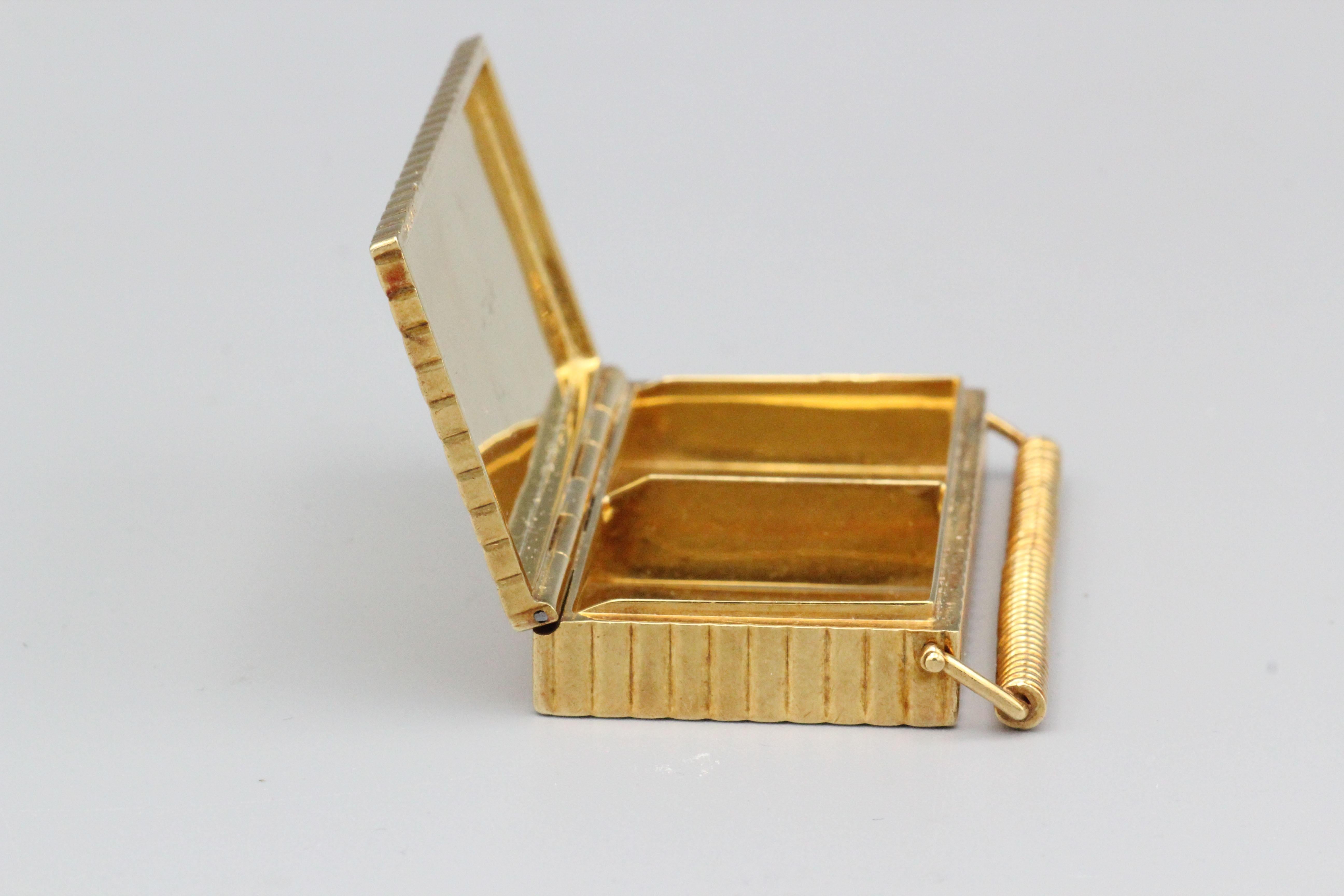 Women's or Men's Bvlgari 2 Section 18k Gold Pill Box