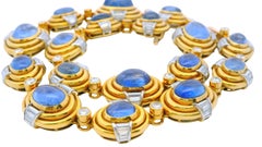 Bvlgari 20k Gold Vintage Sapphire Links with Diamonds Necklace