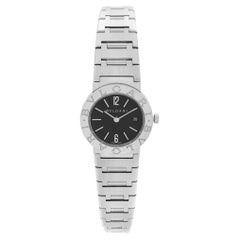 Bvlgari Stainless Steel Date Black Dial Ladies Quartz Watch BB26SS