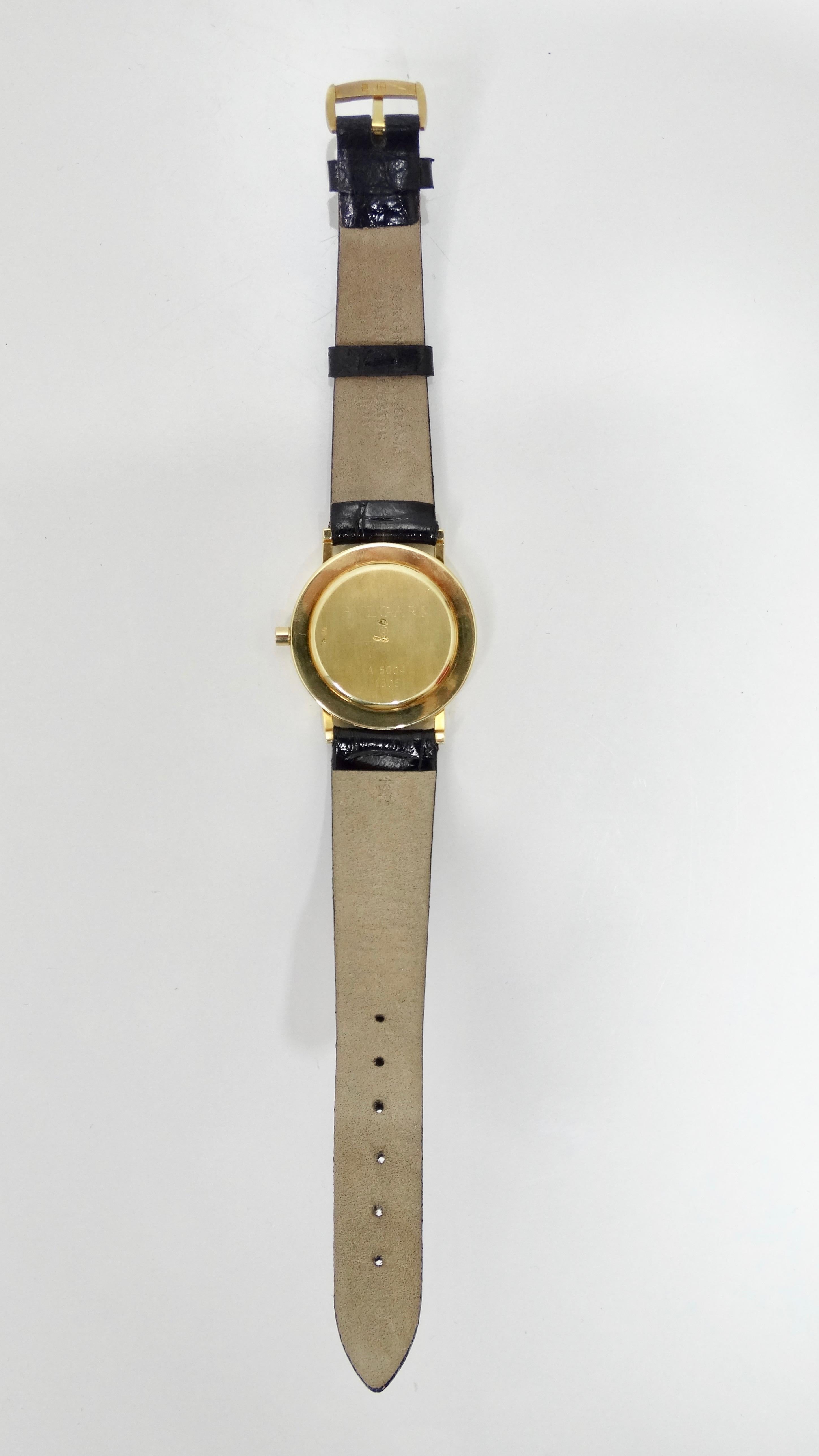 Bvlgari 33mm 18k Gold Genuine Alligator Wrist Watch  3