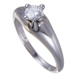 Vintage Bvlgari .40 Carat Diamond Solitaire Platinum Engagement Ring