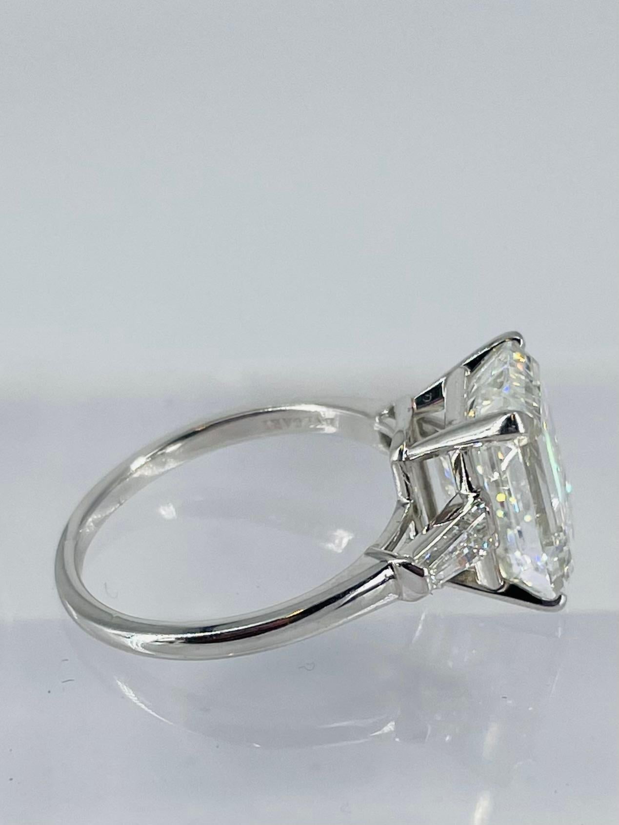 Women's Bulgari 4.98 carat GIA HVVS2 Emerald Cut Diamond Ring with Tapered Baguettes