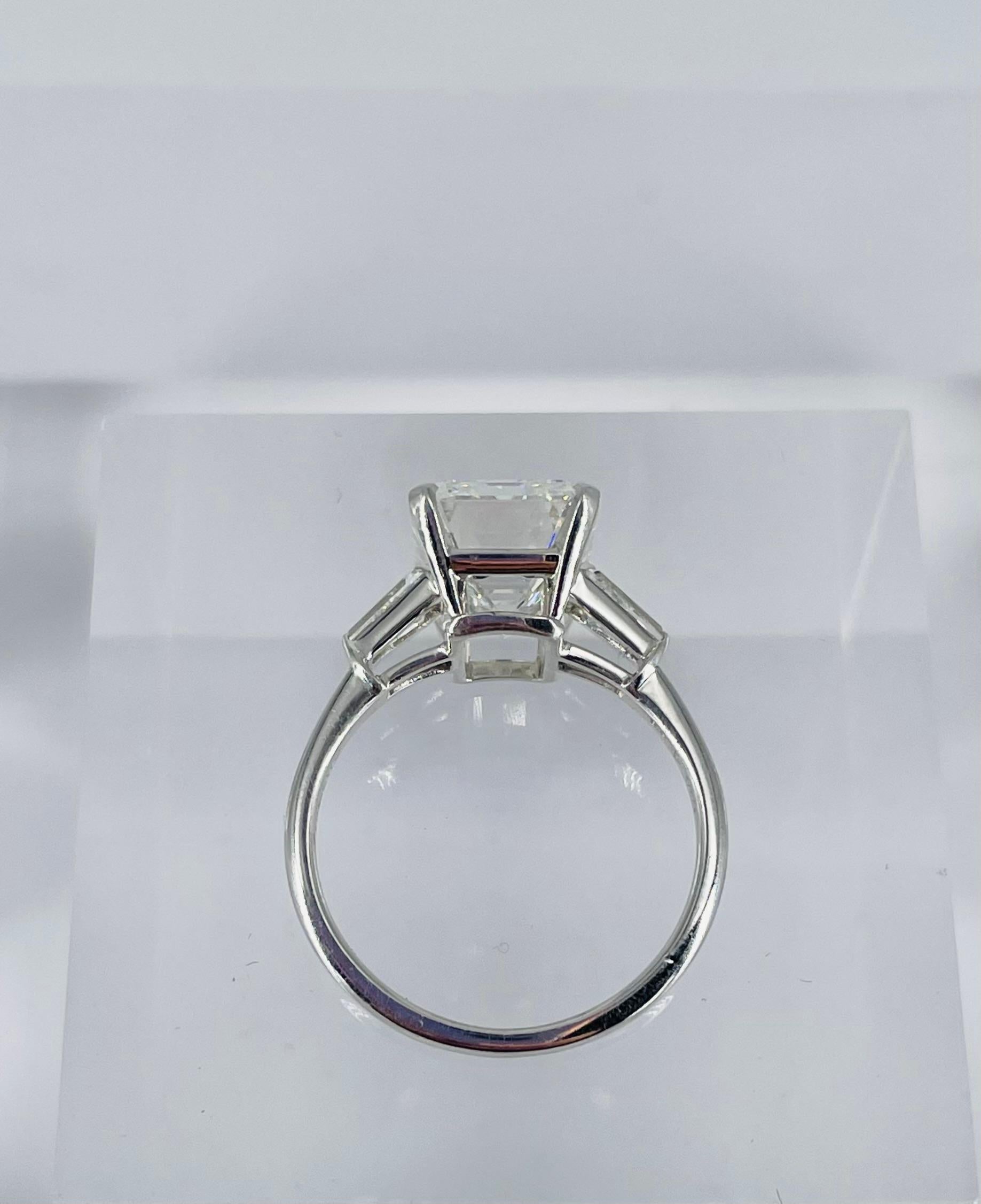 Bulgari 4.98 carat GIA HVVS2 Emerald Cut Diamond Ring with Tapered Baguettes 1