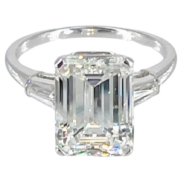 Bulgari 4.98 carat GIA HVVS2 Emerald Cut Diamond Ring with Tapered Baguettes