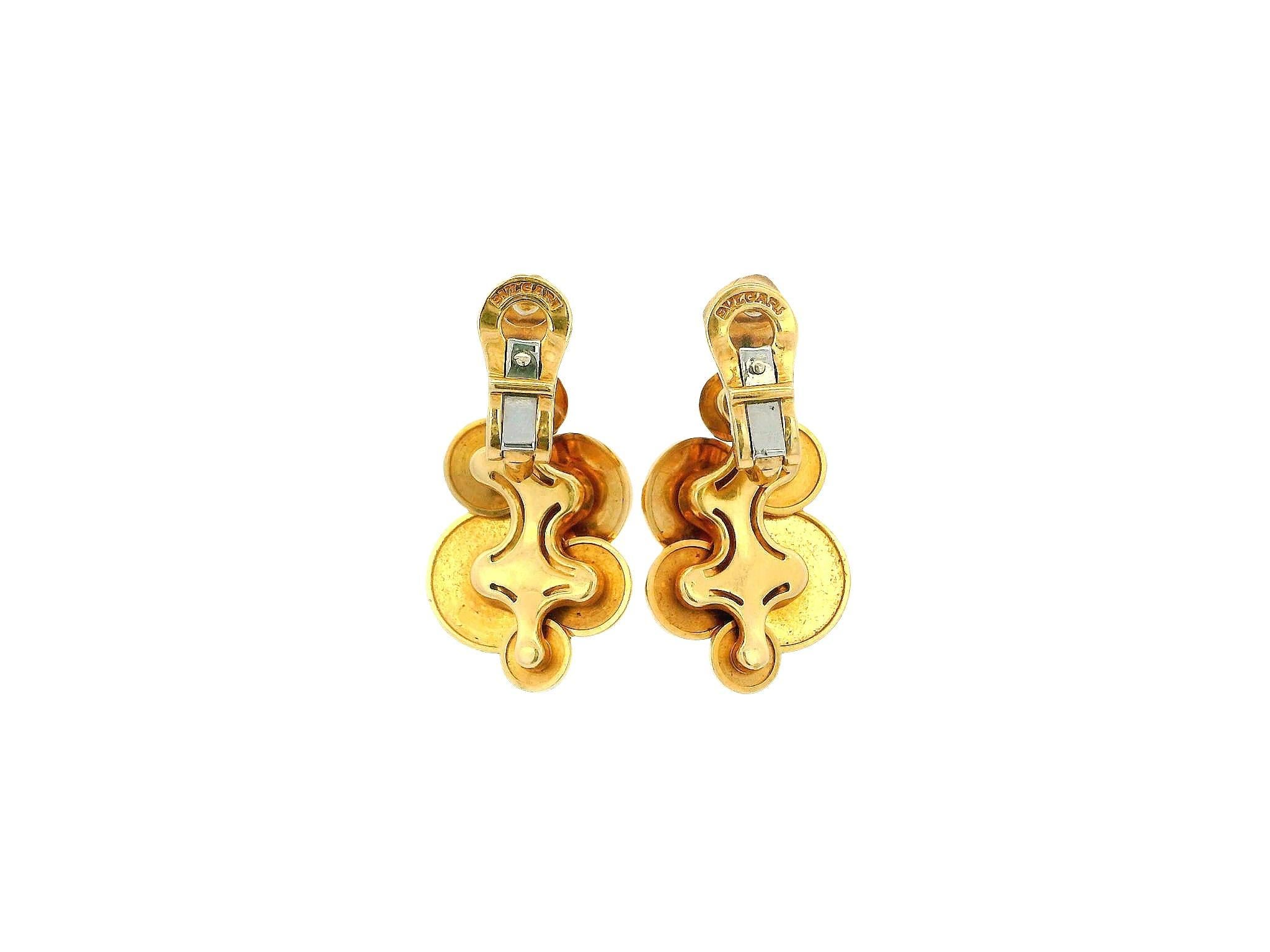 Donna BVLGARI  Orecchini a 7 dischi in oro giallo 18 carati con ciclamino in vendita