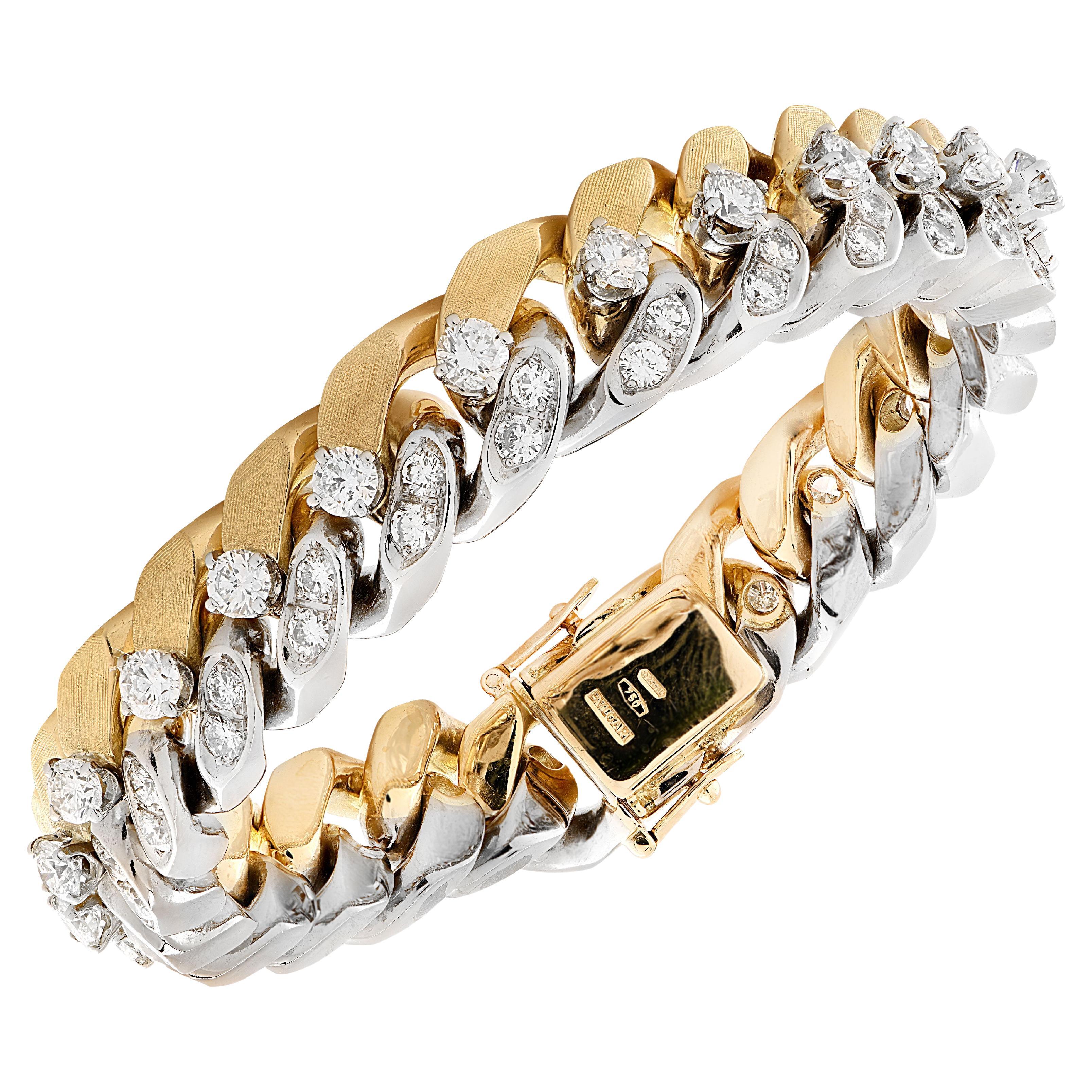 Bvlgari 7.2 carat Diamond Curb Link Two Tone Bracelet